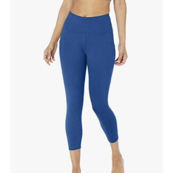 Women Leggings Large High Waist Side Pockets All Day Comfort Navy Blue New - Picture 3 of 16